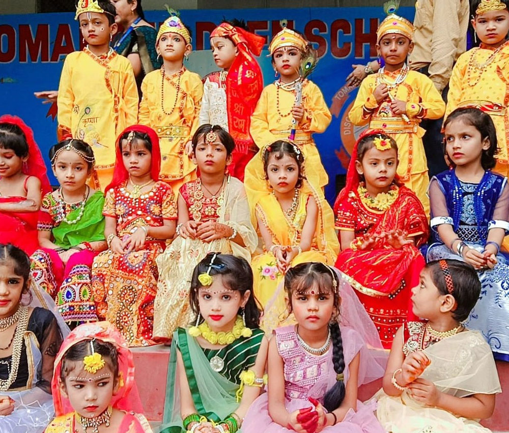 students in traditional dress